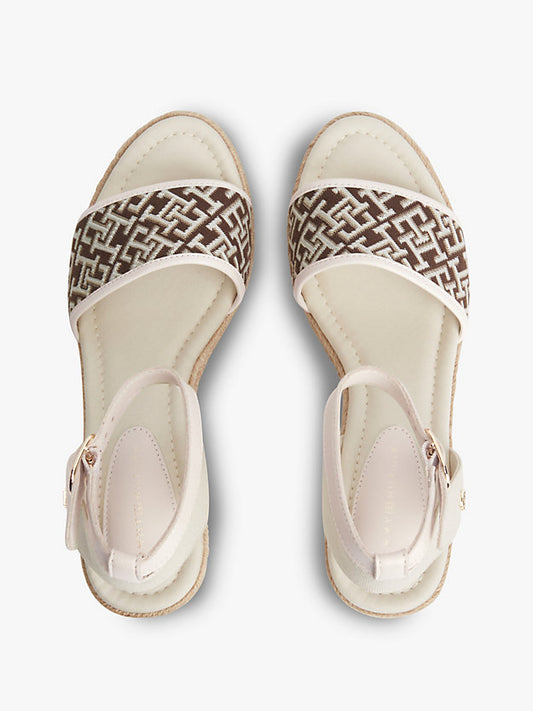 Logo Plaque Jacquard Wedge Heel Espadrilles