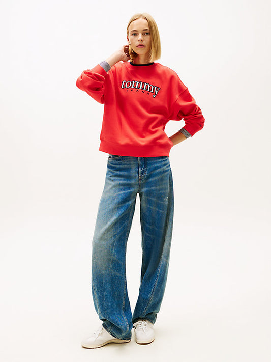 Logo Appliqué Boxy Fleece Sweatshirt