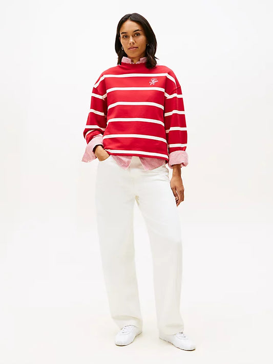 Logo Embroidery Terry Crew Neck Sweatshirt