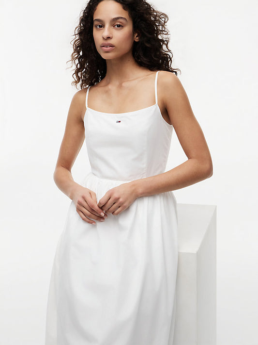 Crinkle Poplin Strap Maxi Dress