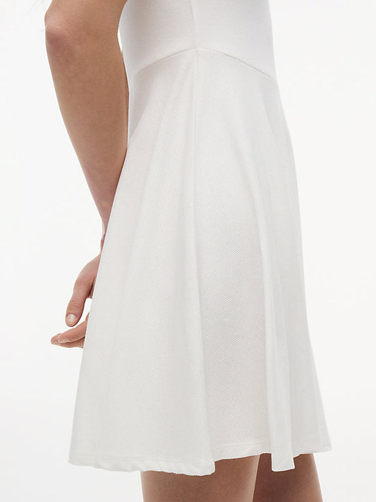 Ribbed Fit And Flare Mini Polo Dress