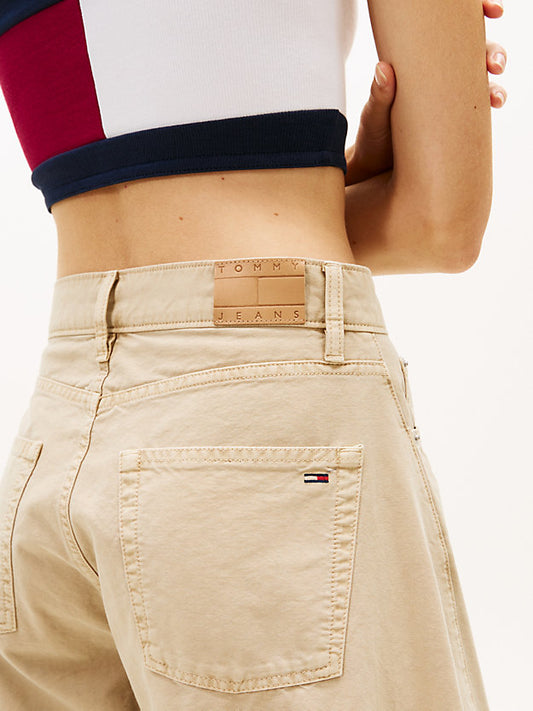 Mid Rise Wide Barrel Leg Trousers