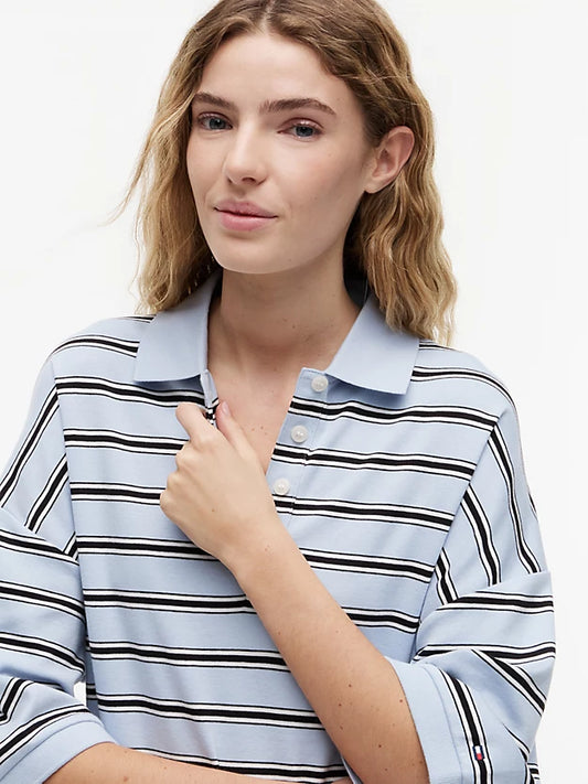 Oversized Fit Stripe Polo Shirt