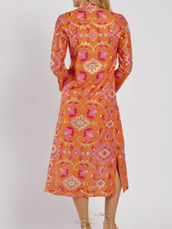 Neu🔥 Frühling V-Ausschnitt Kleid mit Folienprint