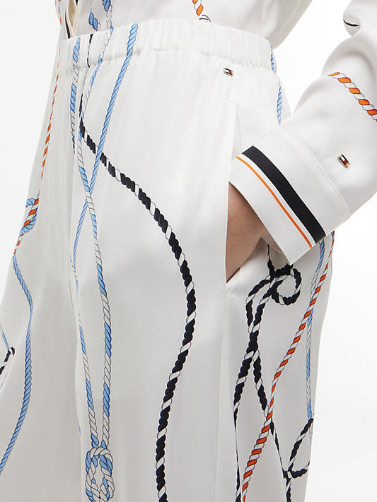 Rope Print Relaxed Straight Trousers