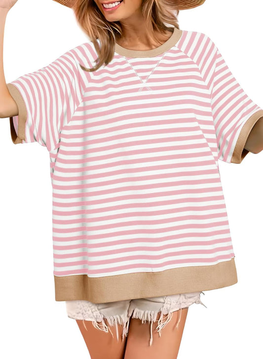 T-shirts surdimensionnés rayés pour femmes (3 achetés, livraison offerte)
