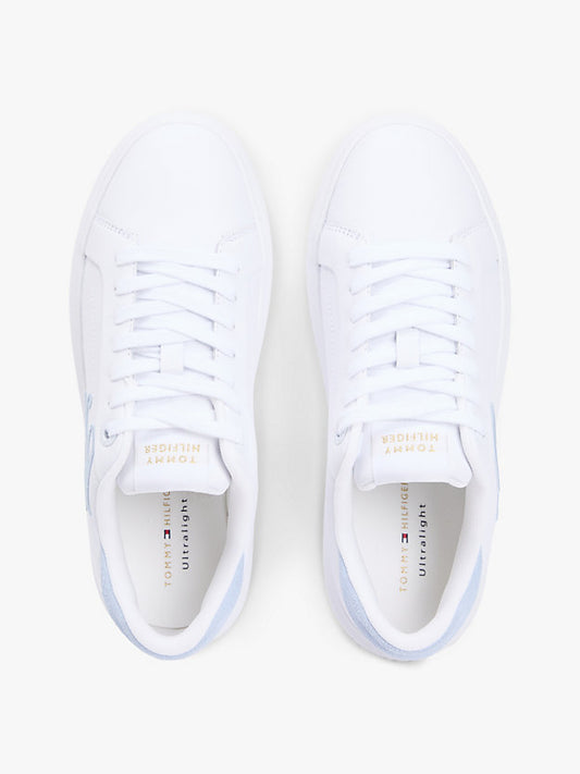 Leather Logo Embroidery Court Trainers
