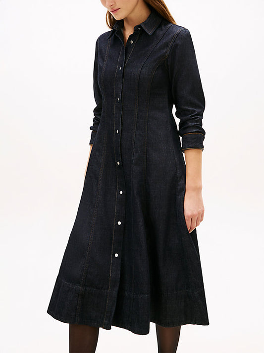 Denim Midi Shirt Dress