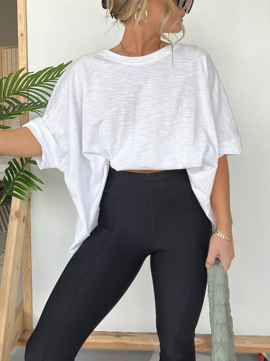 T-shirt ample mi-long à col rond pour femme (3 articles achetés, livraison offerte)