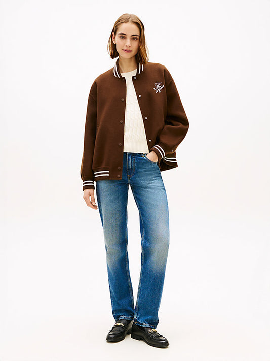 Double-Faced Wool Blend Bomber Jacket