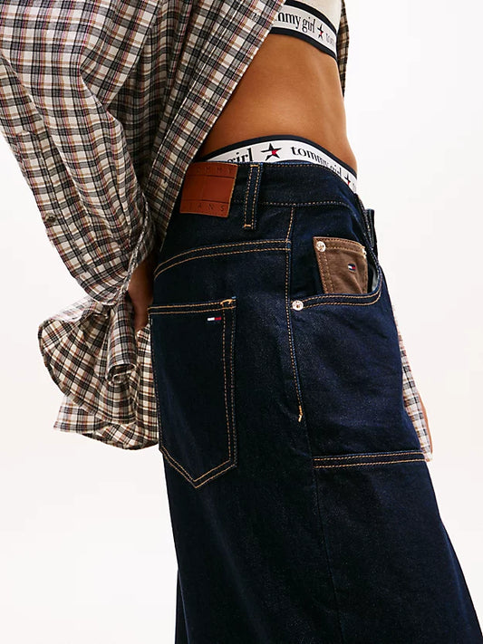 Knee Panel Mid Rise Loose Jeans