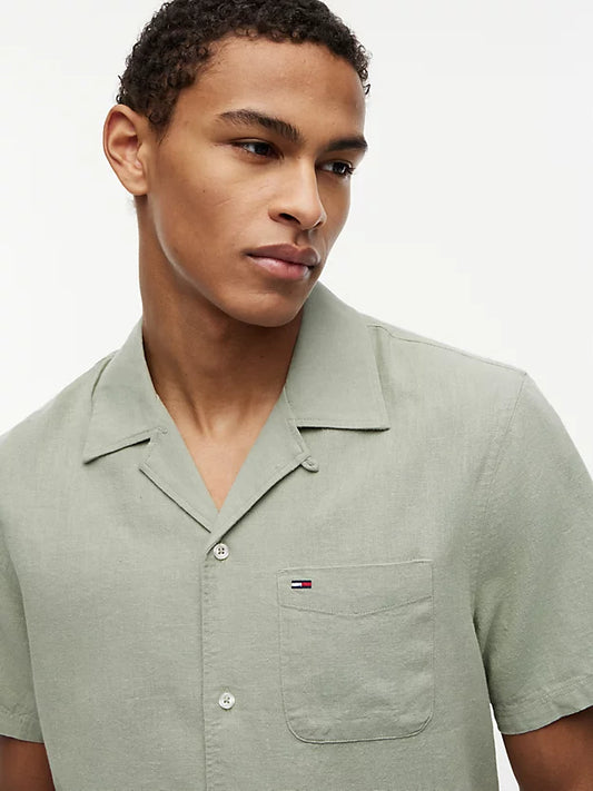 Regular Fit Linen Blend Short Sleeve Shirt