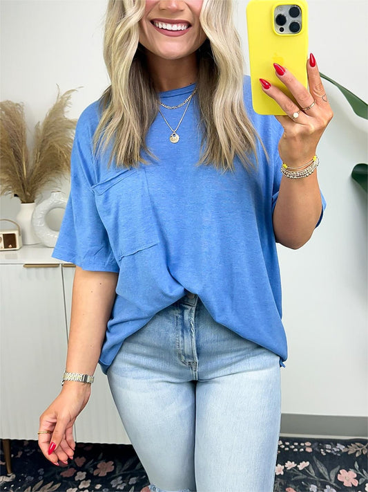 T-shirt ample à bord brut pour femme (achetez-en 3, livraison gratuite)