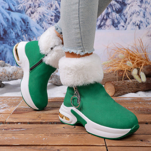 Bottes de neige chaudes doublées polaire avec fermeture éclair latérale pour femme