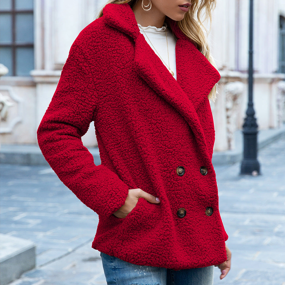 RÄUMUNGSVERKAUF🔥 Lockerer Revers Winter Knopf Jacke Strickjacke Flauschiger Mantel - 51% RABATT