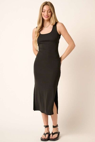 Mittoshop Midi-Tanktop-Kleid mit Seitenschlitz und breiten Trägern