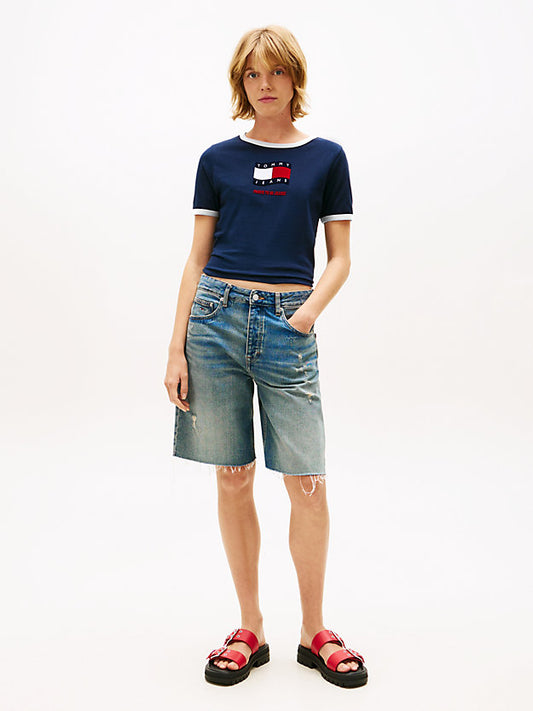 Wavy Flag Contrast Ringer T-Shirt