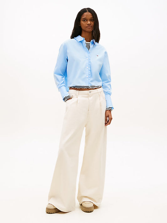 Relaxed Fit Ruffle Poplin Shirt