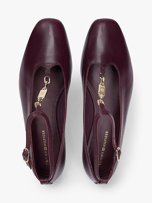 Leather T-Bar Chain Ballerinas