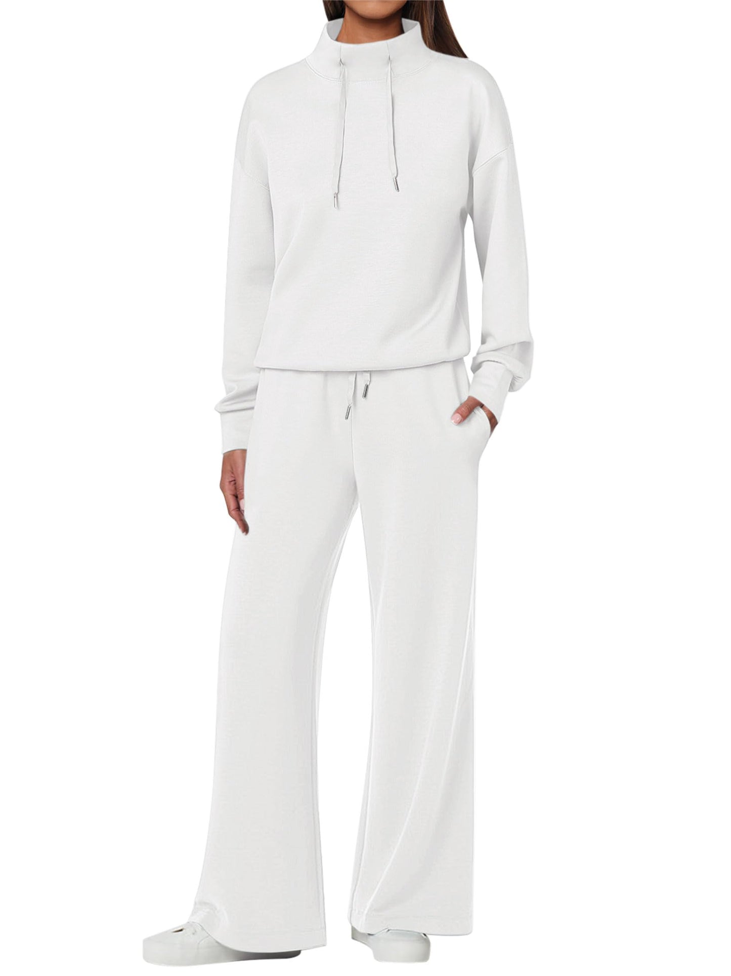 NEU 🔥 Damen Baumwolle Zweiteiler Oversized Kapuzenpullover Weite Beine Jogginghose Lässiges Set