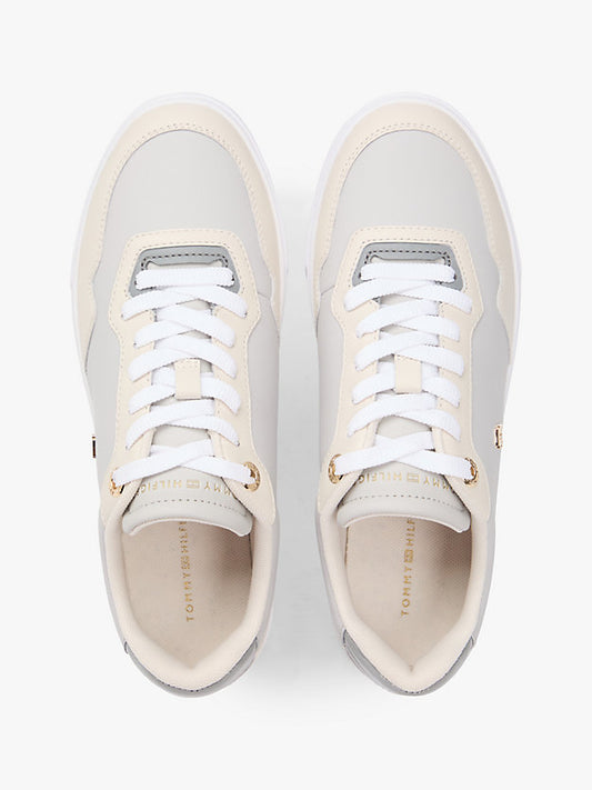 Leather Mixed Texture Cupsole Trainers