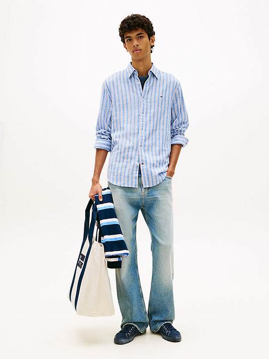 Regular Fit Stripe Linen Blend Shirt