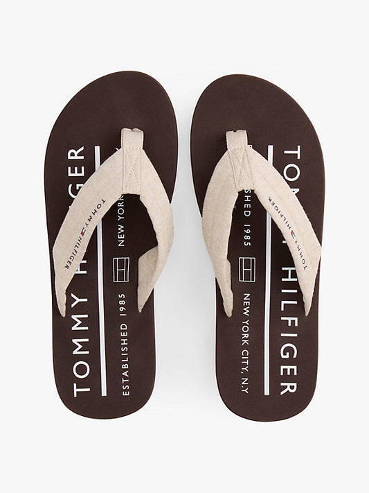 Pure Linen Chambray Jacquard Flip-Flops