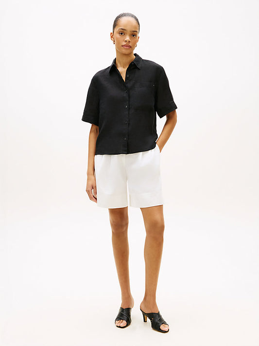 Relaxed Fit Pure Linen Short Sleeve Shirt