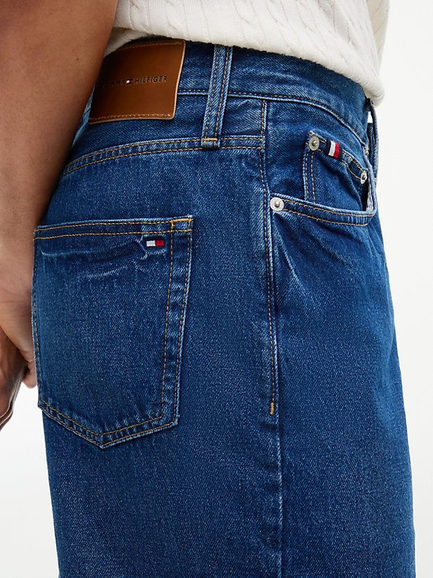 Flag Embroidery Relaxed Straight Leg Jeans