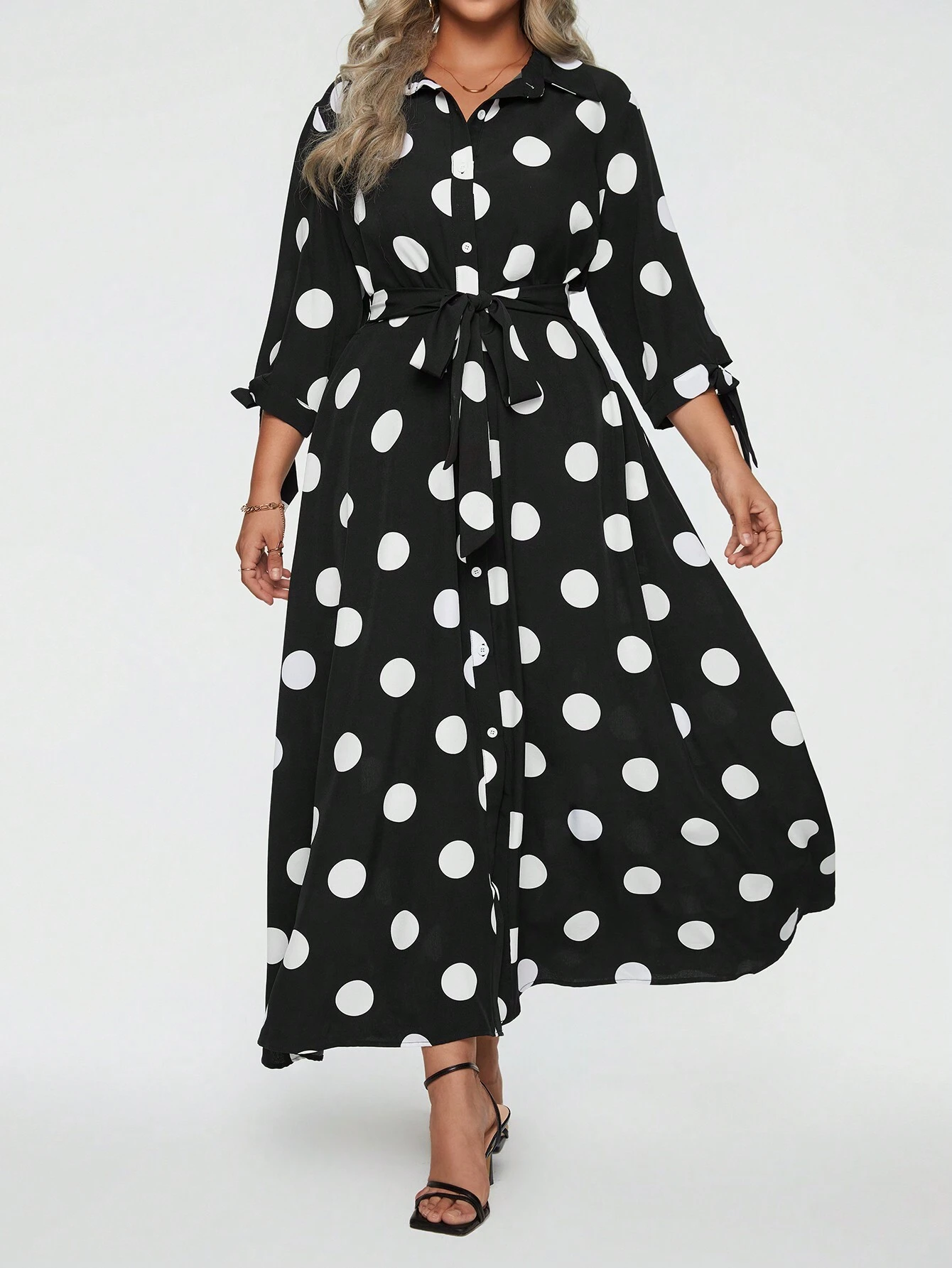 Robe longue élégante à pois pour femme (achetez-en 2, livraison gratuite)