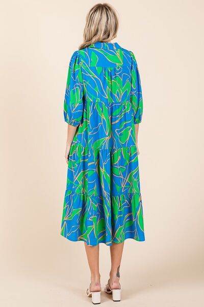 Robe midi à col imprimé étagé Mittoshop