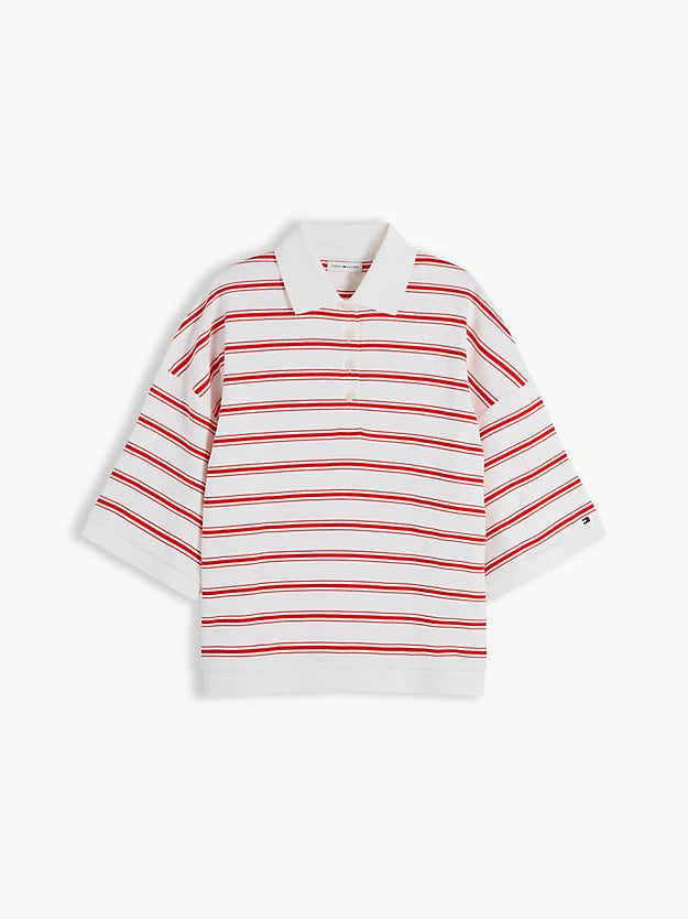 Oversized Fit Stripe Polo Shirt