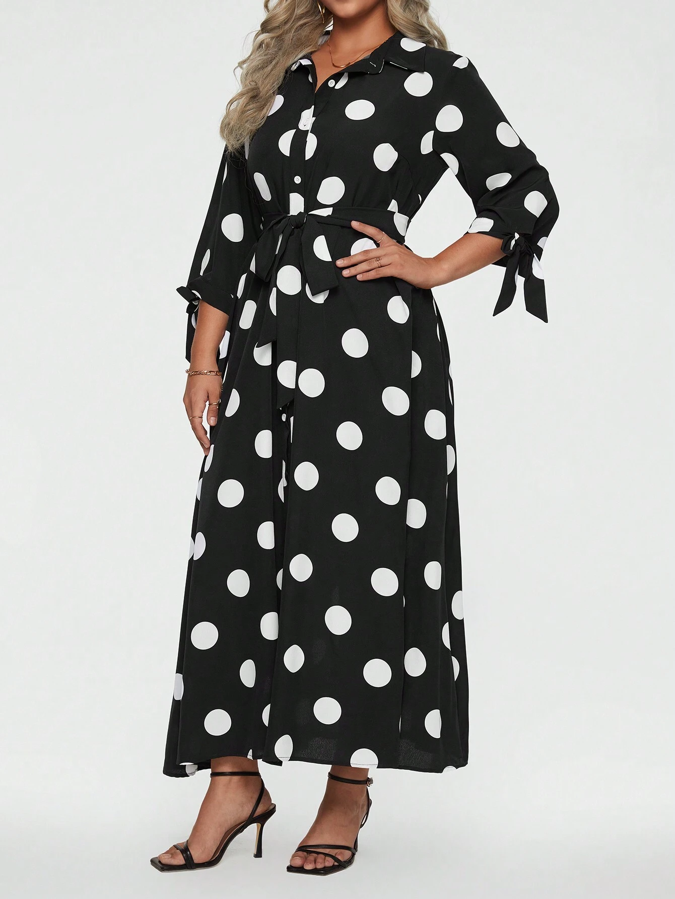 Robe longue élégante à pois pour femme (achetez-en 2, livraison gratuite)