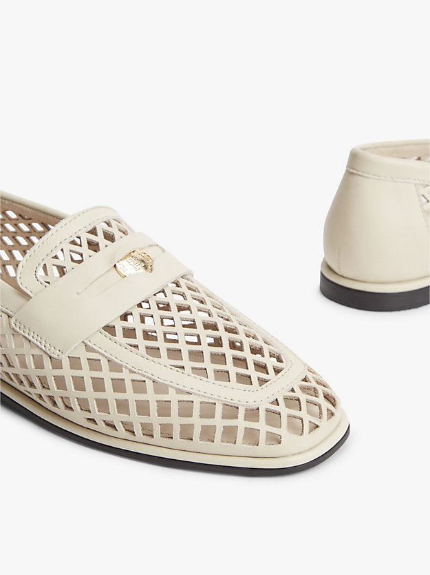 Cutout Leather Penny Loafers
