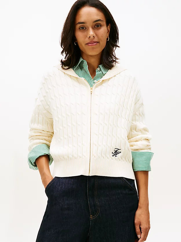 Cable Knit Zip-Thru Hoody