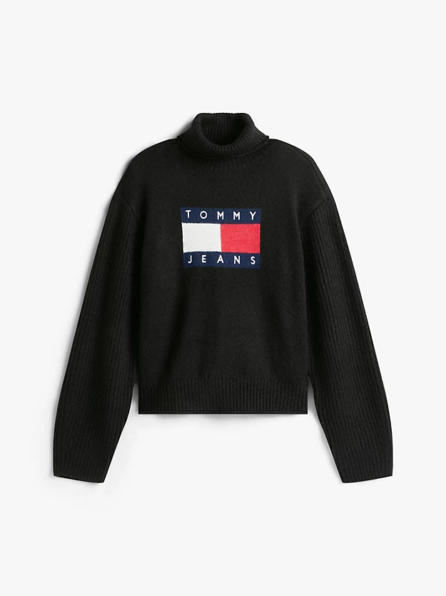 Flag Intarsia Relaxed Turtleneck Jumper