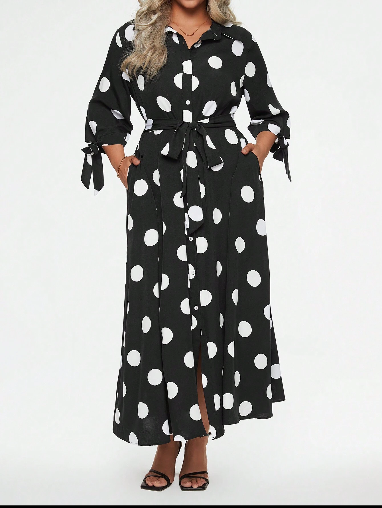 Robe longue élégante à pois pour femme (achetez-en 2, livraison gratuite)