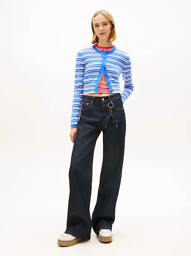 Stripe Slim Crew Neck Cardigan