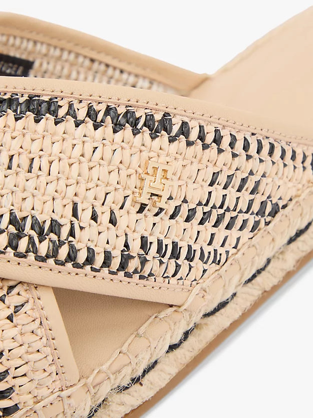 Raffia Monogram Espadrille Mules