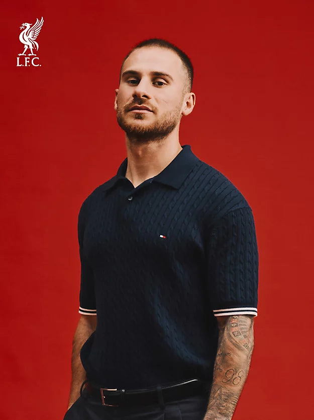 Cable Knit Short Sleeve Polo Jumper