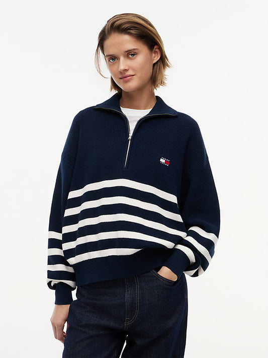 Badge Stripe Quarter-Zip Jumper