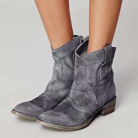 Damen Retro-Lederschuhe mit niedrigem Absatz