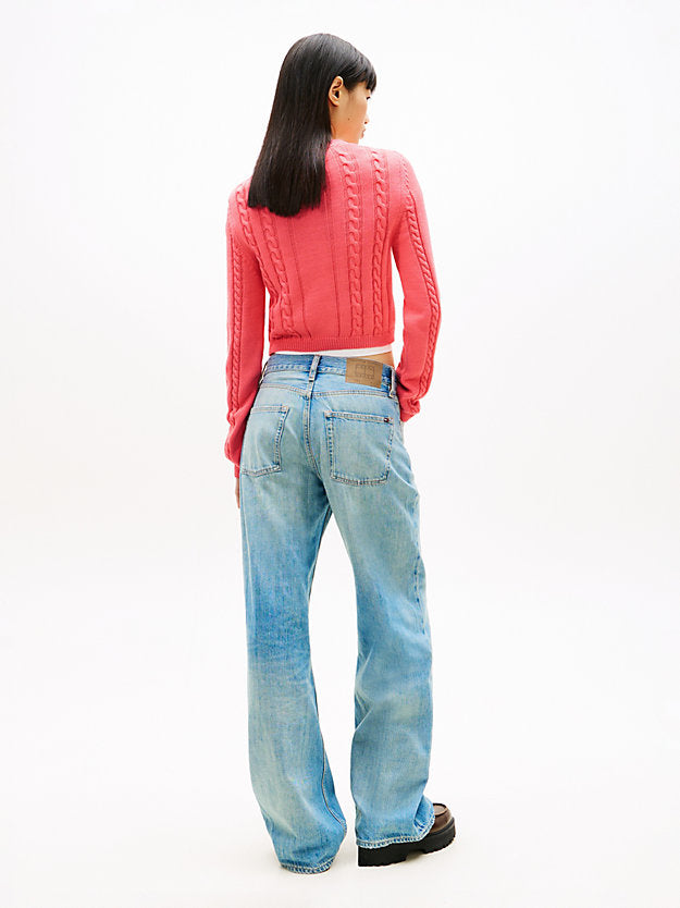 Logo Embroidery Cable Knit Slim Jumper
