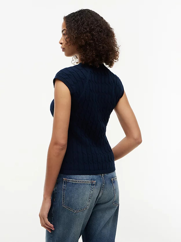 Cable Knit Slim Cap Sleeve Cardigan