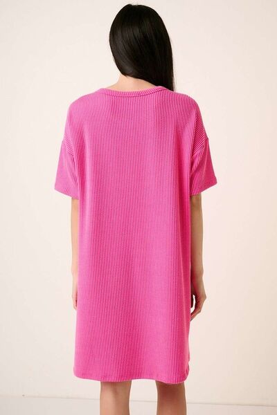 Mittoshop Urban Rippstrick Kurzarm-T-Shirt-Kleid