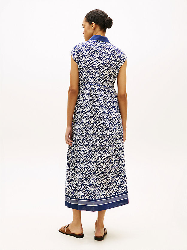 Print Voile Midi Shirt Dress WiSilk