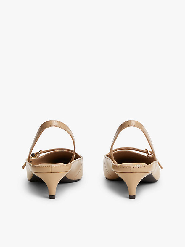 Leather Kitten Heel Slingbacks