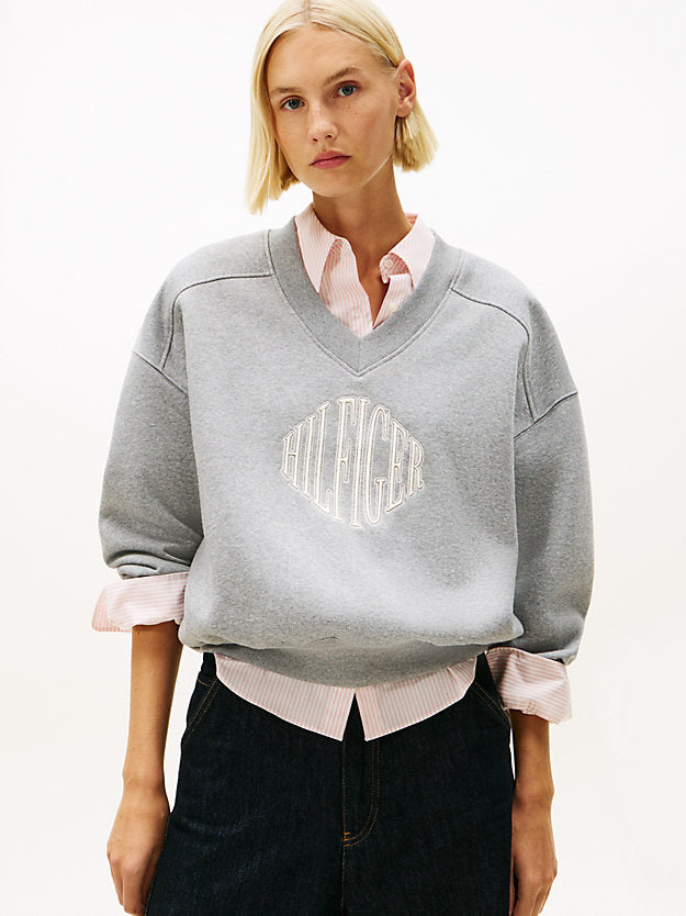 Flex Fleece Logo Embroidery V-Neck Sweatshirt