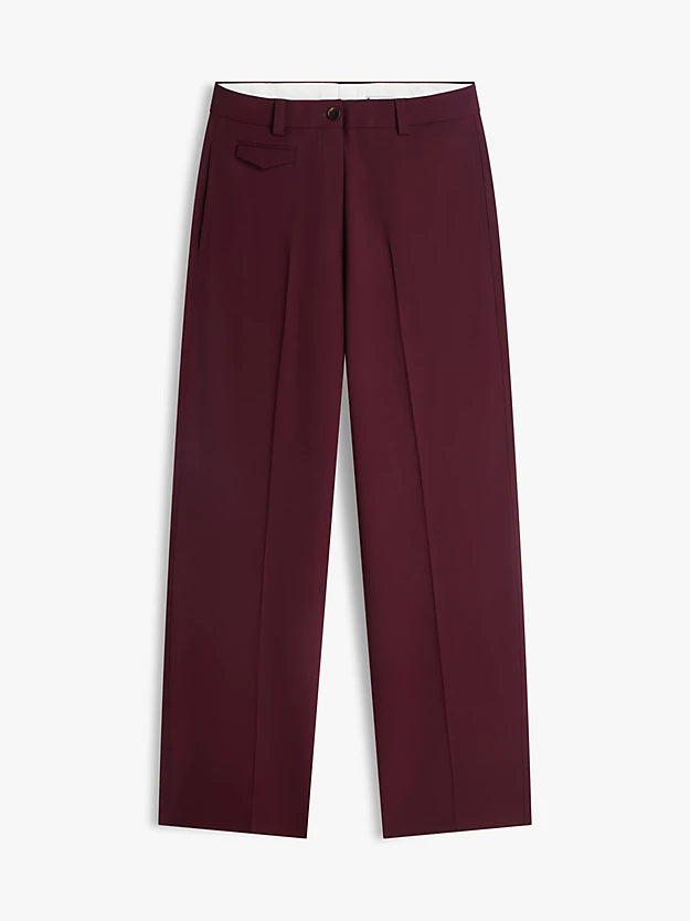Wool Blend Loose Straight Leg Trousers