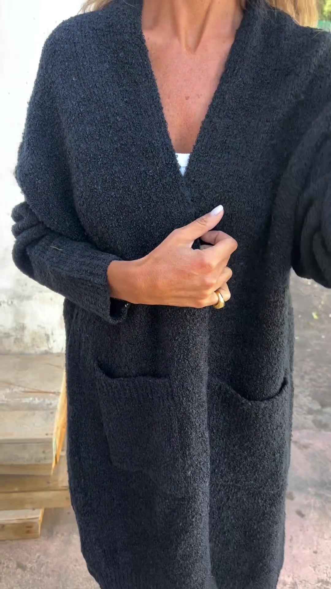 🔥Plus que 36 articles en stock - Gilet décontracté surdimensionné en maille avec poches pour femme